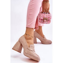 Vinceza Zapatos De Salón De Ante Con Tacón Grueso Y Plataforma Beige Adriel 3
