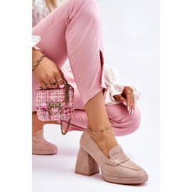 Vinceza Zapatos De Salón De Ante Con Tacón Grueso Y Plataforma Beige Adriel 5