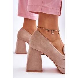 Vinceza Zapatos De Salón De Ante Con Tacón Grueso Y Plataforma Beige Adriel 4