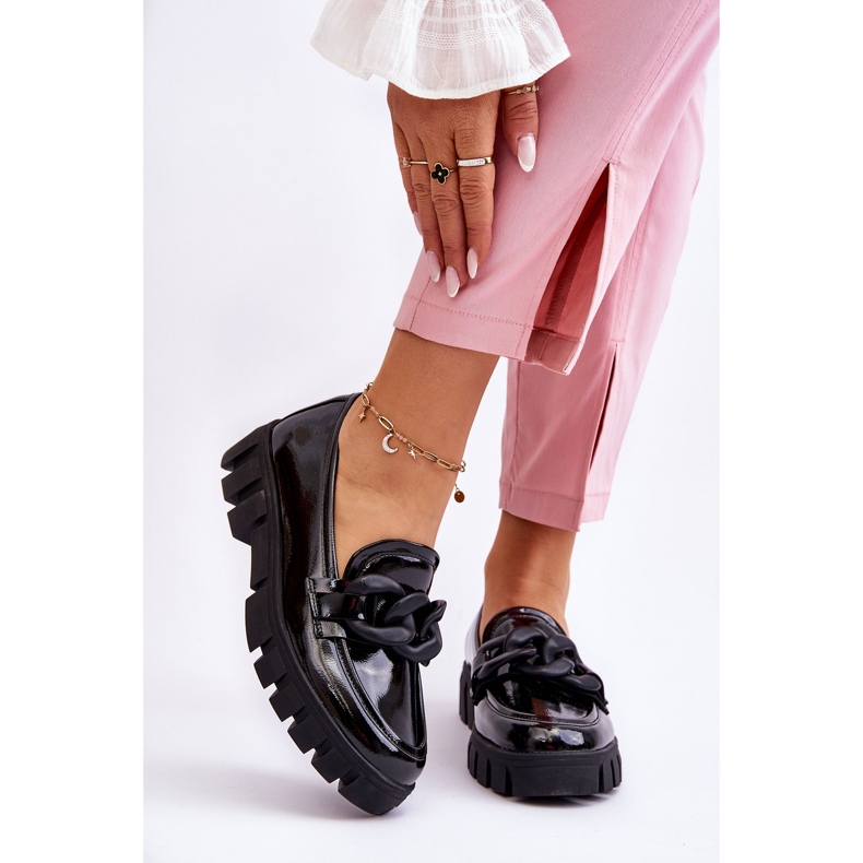 Vinceza Mocasines De Mujer Lacados Con Plataforma Negro Bennett 1