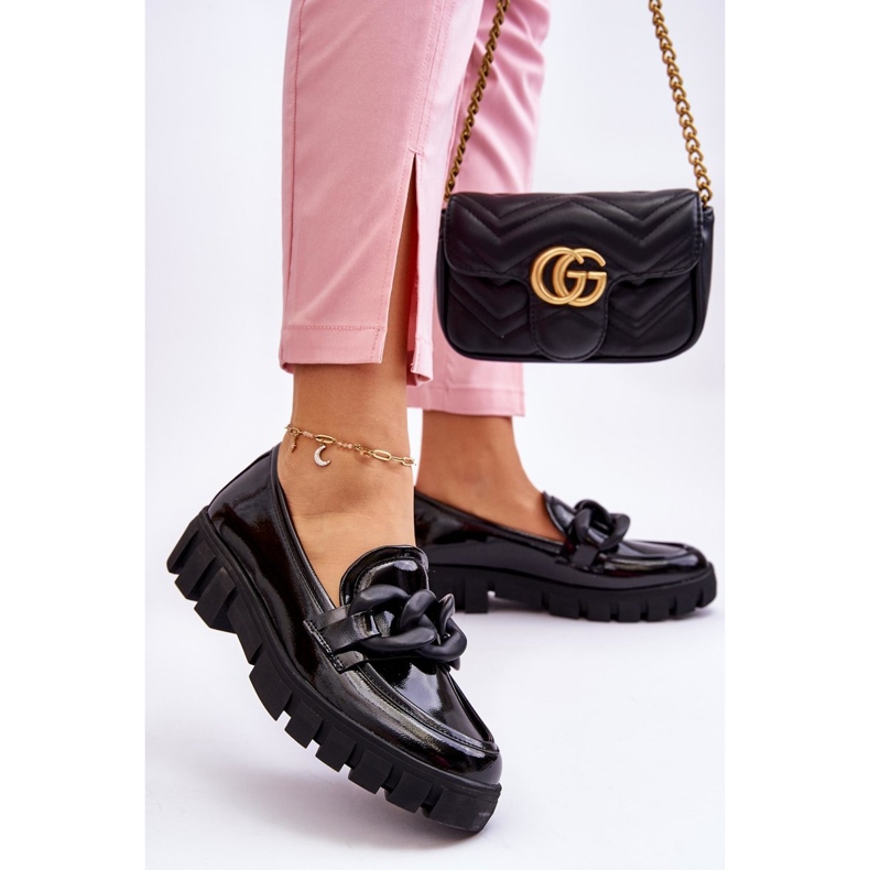 Vinceza Mocasines De Mujer Lacados Con Plataforma Negro Bennett 2