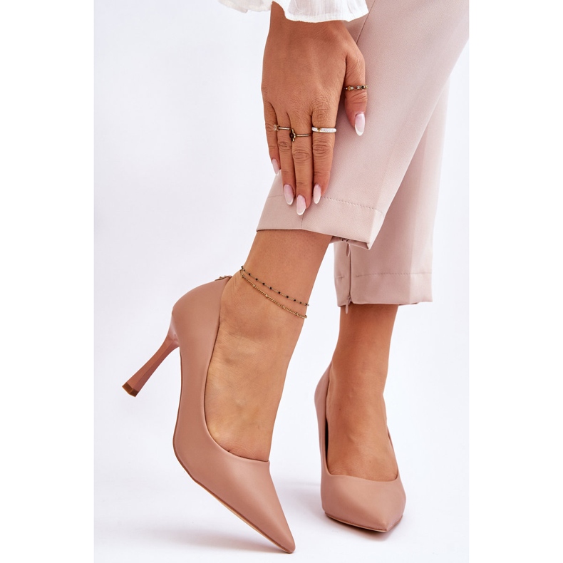 Vinceza Stilettos Clásicos De Cuero Beige Kelsey 1