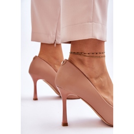 Vinceza Stilettos Clásicos De Cuero Beige Kelsey 5