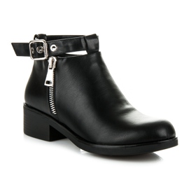 Seastar Botas de tacón plano negro 1