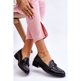 Vinceza Mocasín de tacón plano de cuero negro Marra 5