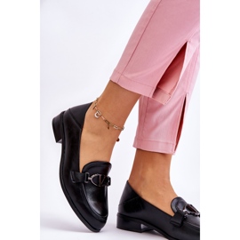 Vinceza Mocasín de tacón plano de cuero negro Marra 3
