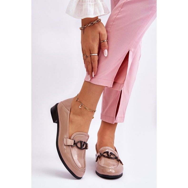 Vinceza Mocasín Tacón Plano Marra Charol Beige 1