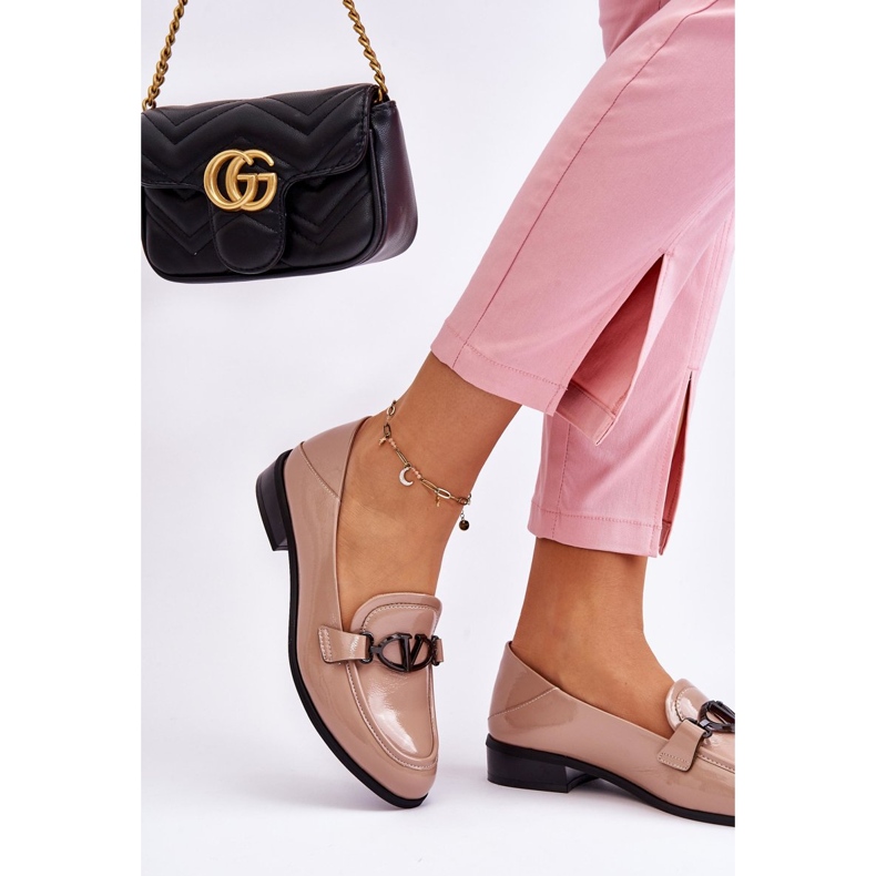 Vinceza Mocasín Tacón Plano Marra Charol Beige 2