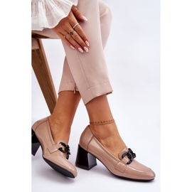 Vinceza Zapatos De Salón De Charol Con Cadena Beige Keilani 5
