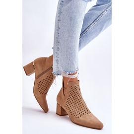 Vinceza Botín de ante calado con cut-out sobre tacón Blakely beige 6