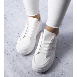 BM Zapatillas blancas y rosas con plataforma de Trépani blanco 2