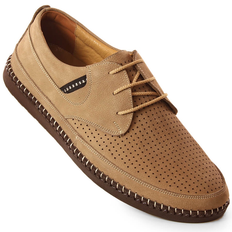 Zapato hombre piel calada beige ligero T.Sokolski Sar W21-913 marrón 1