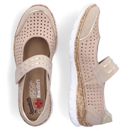 Zapatos verano mujer piel con velcro beige Rieker N4257-60 12