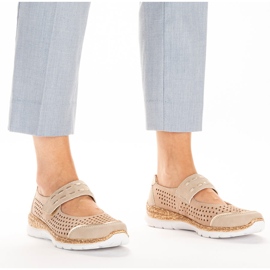 Zapatos verano mujer piel con velcro beige Rieker N4257-60 13