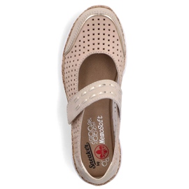 Zapatos verano mujer piel con velcro beige Rieker N4257-60 9