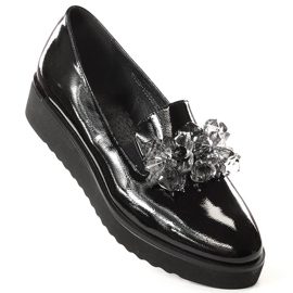 Zapatos mujer lacados con cristales negros Vinceza 10856 1
