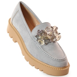 Mocasines de mujer en ante con cristales azules Vinceza 10863 gris 1 Mocasines de mujer en ante con cristales azules Vinceza 10863 gris 1