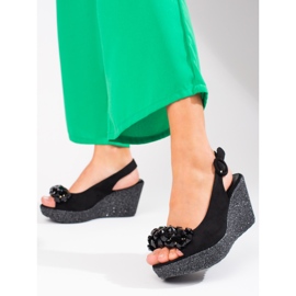 Sandalias cuña mujer Shelovet ante negro 1