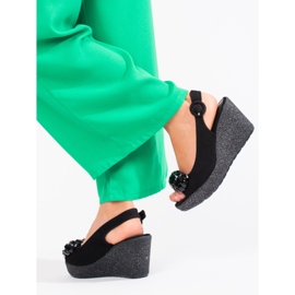 Sandalias cuña mujer Shelovet ante negro 3