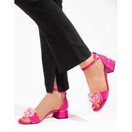 Sandalias mujer tacón bajo Shelovet rosa rosado 1