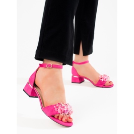 Sandalias mujer tacón bajo Shelovet rosa rosado 3