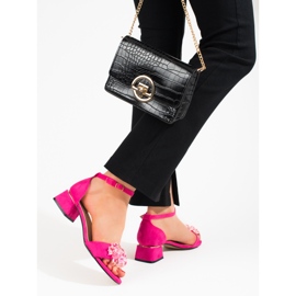 Sandalias mujer tacón bajo Shelovet rosa rosado 2