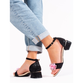 Sandalias mujer Shelovet negro tacón bajo 1