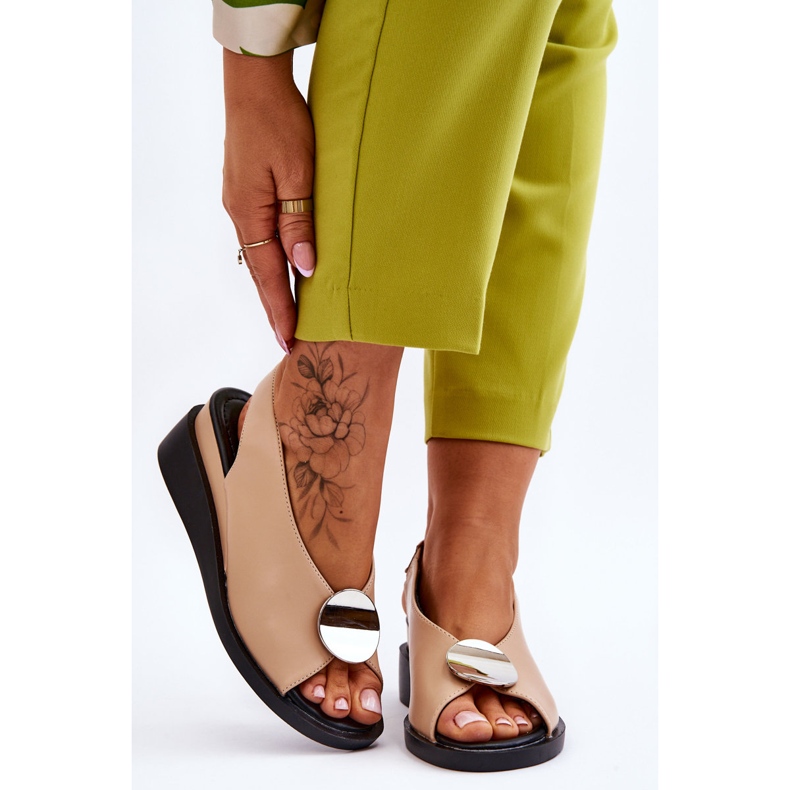 Vinceza Sandalias Mujer Piel Cuña Beige Justice marrón 1