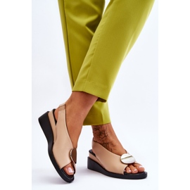 Vinceza Sandalias Mujer Piel Cuña Beige Justice marrón 3