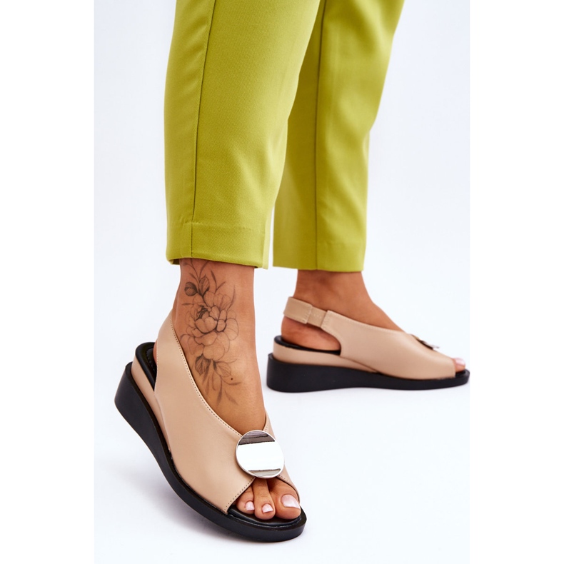 Vinceza Sandalias Mujer Piel Cuña Beige Justice marrón 2