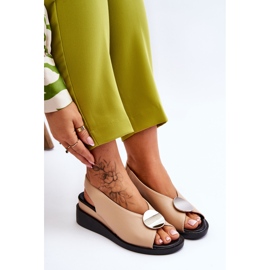 Vinceza Sandalias Mujer Piel Cuña Beige Justice marrón 7