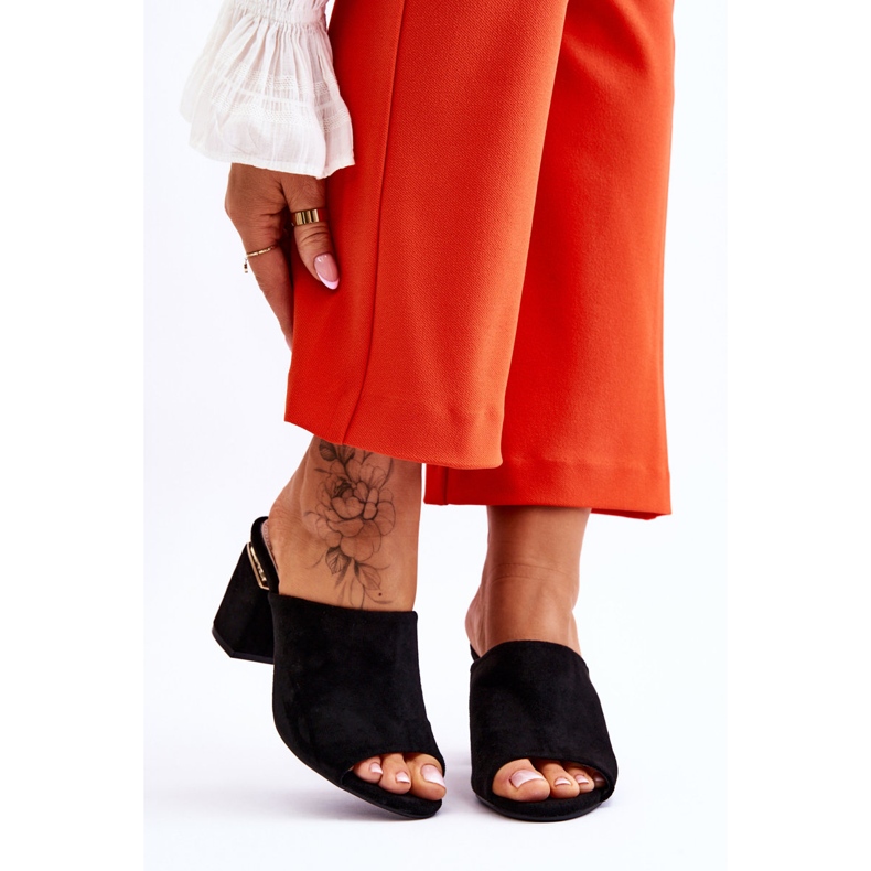 Vinceza Pantuflas Mujer Ante Tacón Negro Carter 1