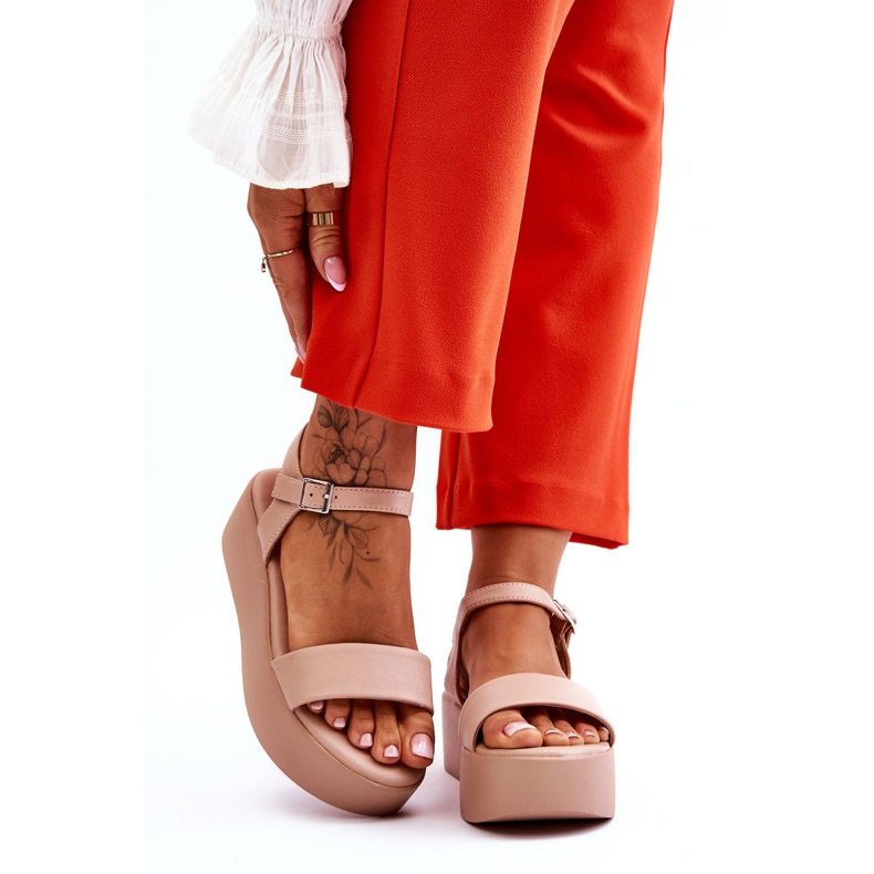 Vinceza Sandalias de mujer con plataforma gruesa Casen de color nude rosa 1