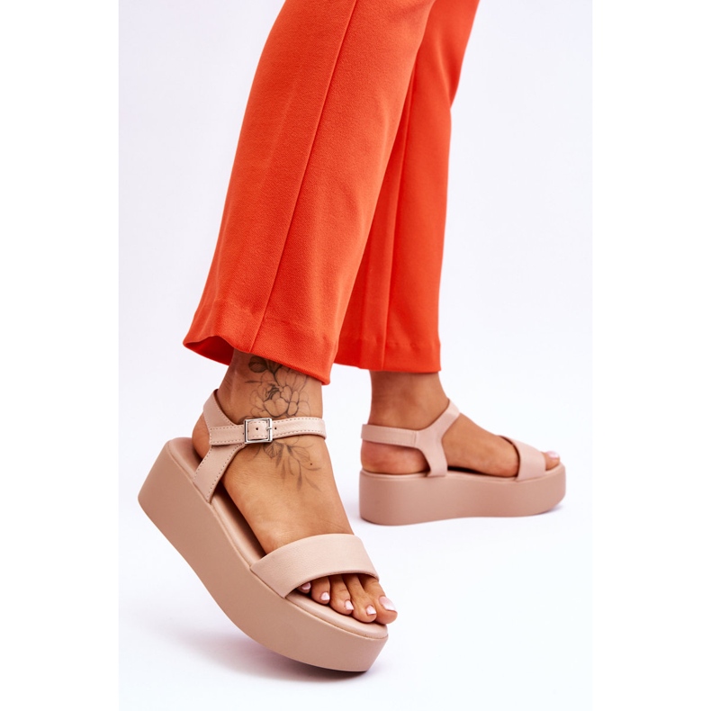 Vinceza Sandalias de mujer con plataforma gruesa Casen de color nude rosado 2