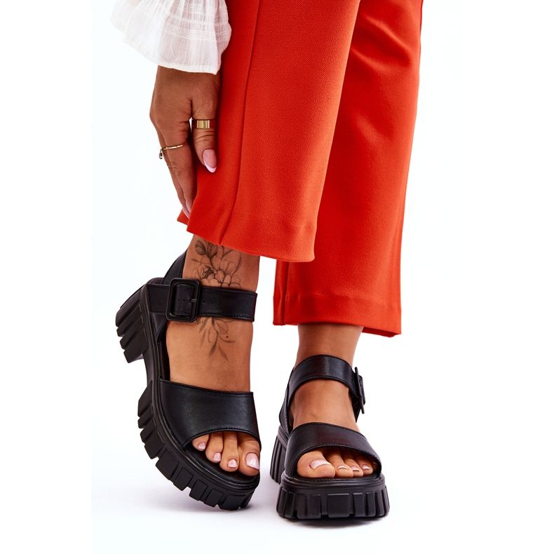 Vinceza Sandalias Mujer Piel Planas Negro Dean 1