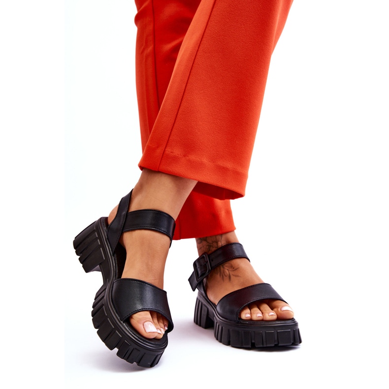 Vinceza Sandalias Mujer Piel Planas Negro Dean 2