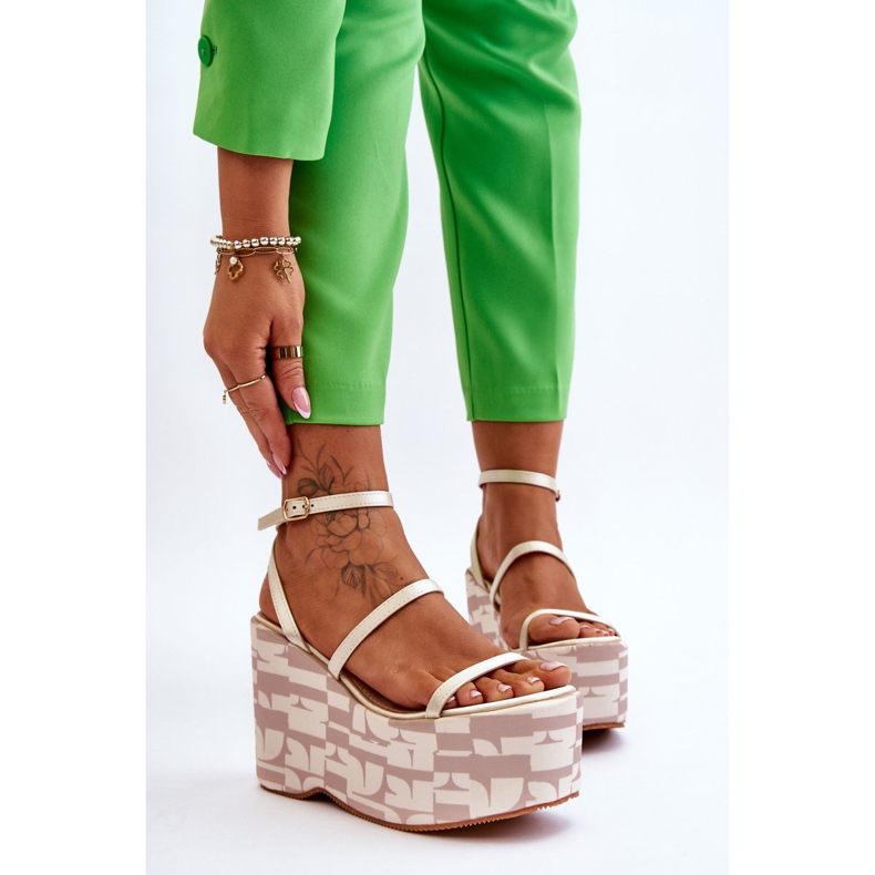 FS1 Sandalias De Cuña De Moda Con Patrones Beige Claria marrón 1