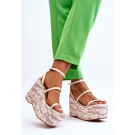 FS1 Sandalias De Cuña De Moda Con Patrones Beige Claria marrón 4
