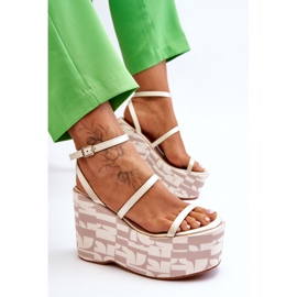 FS1 Sandalias De Cuña De Moda Con Patrones Beige Claria marrón 9