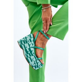 FS1 Sandalias De Cuña De Moda Con Patrones Verde Claria 6