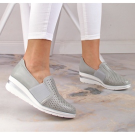 Zapatos cuña mujer calados gris Jezzi MR1738-17 2