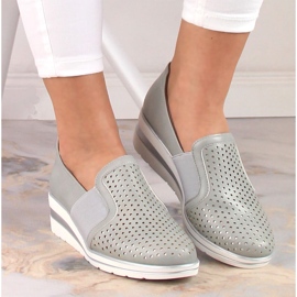 Zapatos cuña mujer calados gris Jezzi MR1738-17 3
