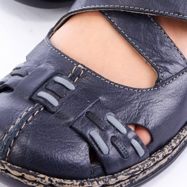 Sandalias mujer cómodas piel con velcro azul marino Rieker 46377-14 13