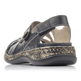 Sandalias mujer cómodas piel con velcro azul marino Rieker 46377-14 8