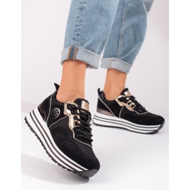 W. Potocki Zapatillas mujer con cordones Potocki negro 1