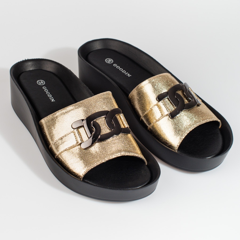 Babuchas plataforma mujer Shelovet doradas dorado 1