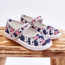 Bailarinas infantiles con flores azul marino y gris Noah 5