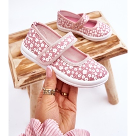 Bailarinas Infantiles Con Velcro Estampado Selah Rosa rosado 3