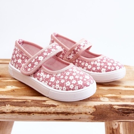 Bailarinas Infantiles Con Velcro Estampado Selah Rosa rosado 4