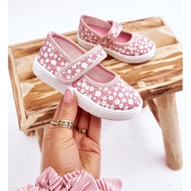 Bailarinas Infantiles Con Velcro Estampado Selah Rosa rosado 6